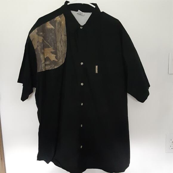 Columbia PHG Mens XL Black Camo Button Up Shirt Short Sleeve Vented Hunting - Picture 1 of 10